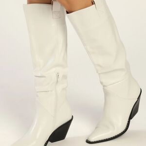 Lulu's White Heeled Boots